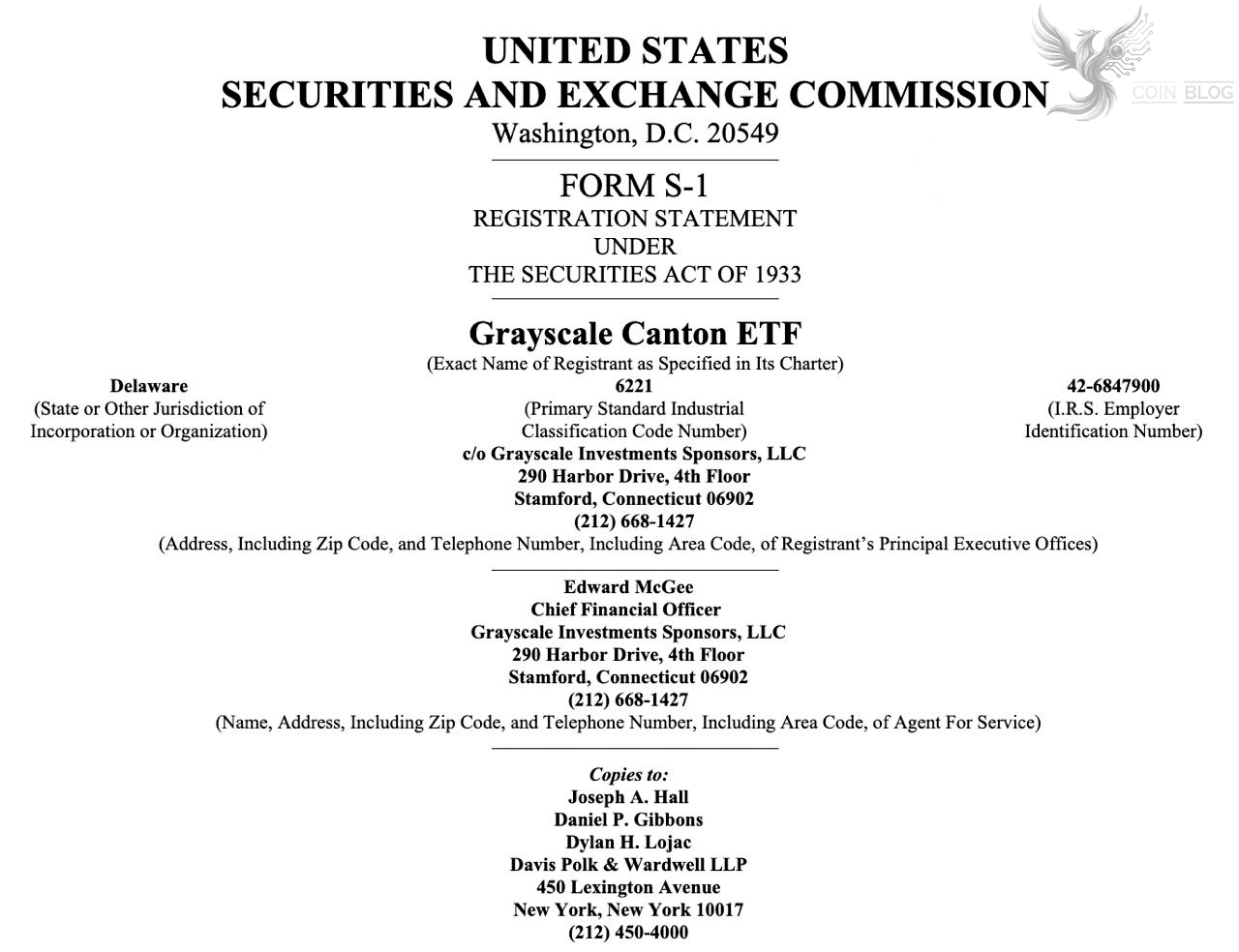 Grayscale подала заявку на ETF для Canton Coin